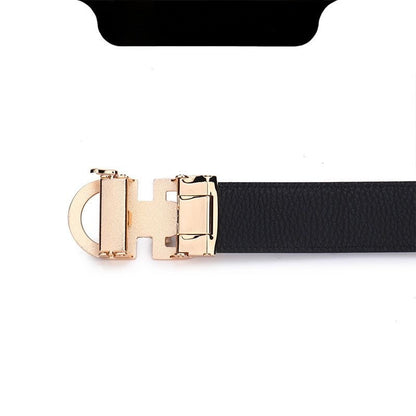 Luxury Printed Automatic Buckle Men's Belt, Business Casual Wear-Resistant Waist Strap, Fashion Versatile Gift Box Set