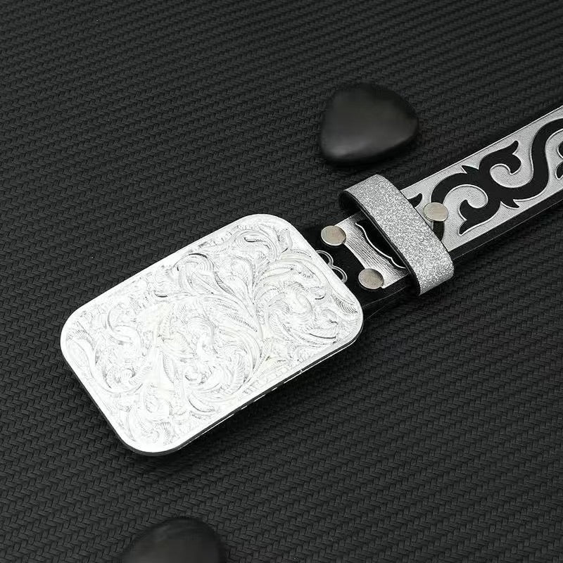 Western-Style Engraved Pin Buckle Men's Belt, Retro Ethnic Embossed Waist Strap, Niche Versatile Trouser Belt