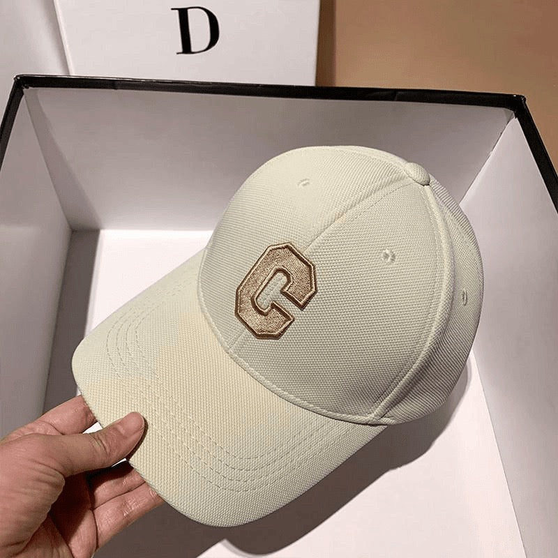 Korean Style Minimalist C Letter Embroidered Baseball Cap, Casual Versatile Peaked Cap, Face-Slimming Sunshade Couple Hat