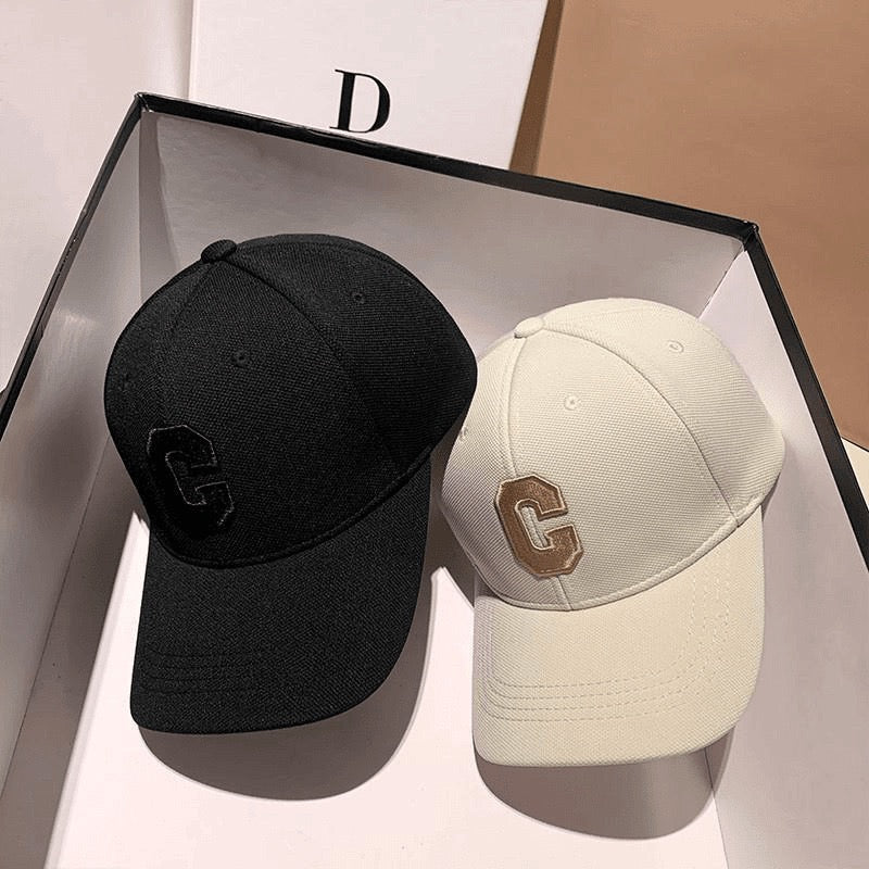 Korean Style Minimalist C Letter Embroidered Baseball Cap, Casual Versatile Peaked Cap, Face-Slimming Sunshade Couple Hat