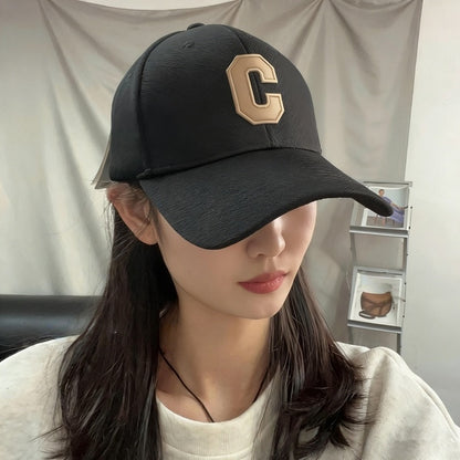 Korean Style Minimalist C Letter Embroidered Baseball Cap, Casual Versatile Peaked Cap, Face-Slimming Sunshade Couple Hat