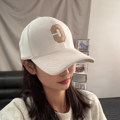 Korean Style Minimalist C Letter Embroidered Baseball Cap, Casual Versatile Peaked Cap, Face-Slimming Sunshade Couple Hat
