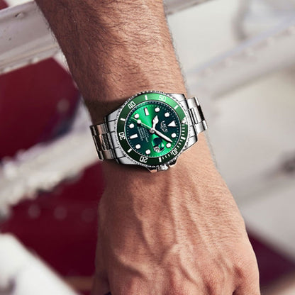 Classic Submariner Men's Quartz Watch, Waterproof Luminous Date Steel Band Wristwatch, Business Casual Versatile Diving Watch