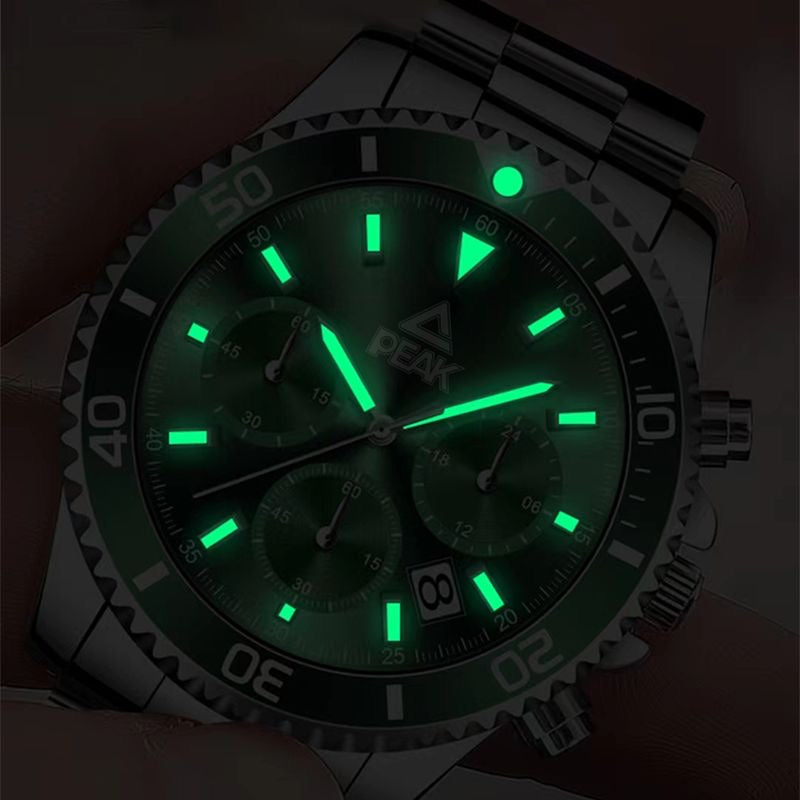 Classic Diver-Style Multi-Function Men's Quartz Watch, Luminous Waterproof Steel Band Wristwatch, Business Casual Versatile Sports Watch