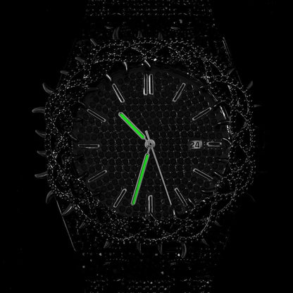 Hip-Hop Style Full Diamond Men's Watch, Hollow Spiked Bezel Luminous Wristwatch, Party Statement Versatile Quartz Watch