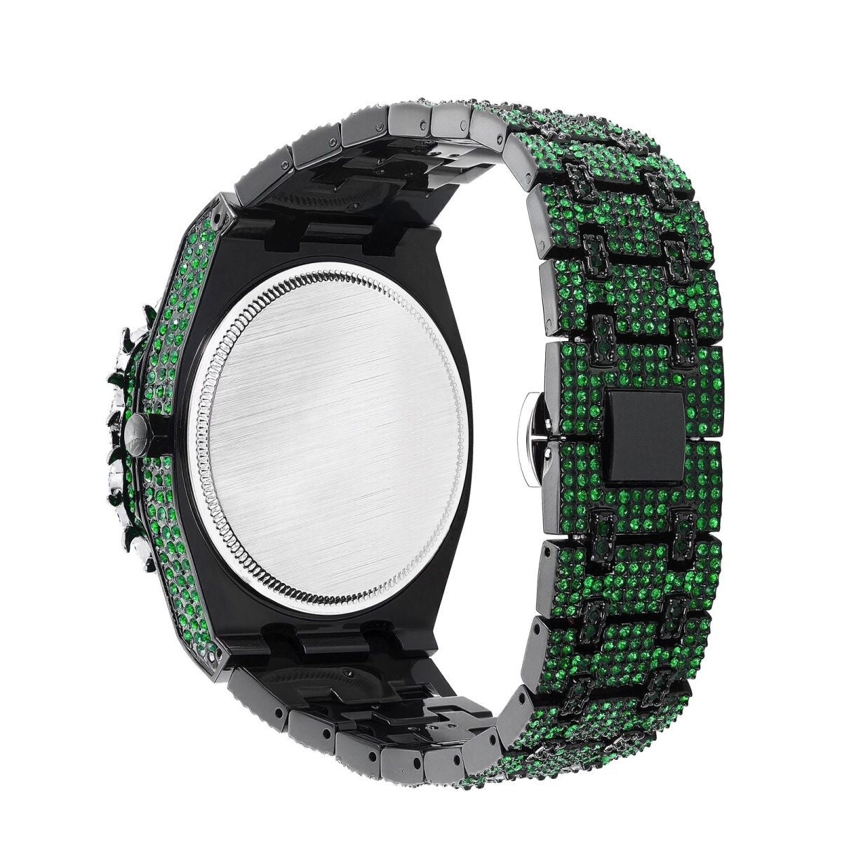 Hip-Hop Style Full Diamond Men's Watch, Hollow Spiked Bezel Luminous Wristwatch, Party Statement Versatile Quartz Watch
