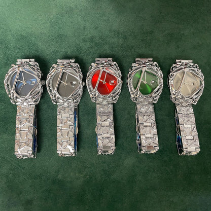 Unique Hollow Metal Skeleton Men's Watch, Vintage Sculpted Steel Band Wristwatch, Niche Edgy Versatile Quartz Watch