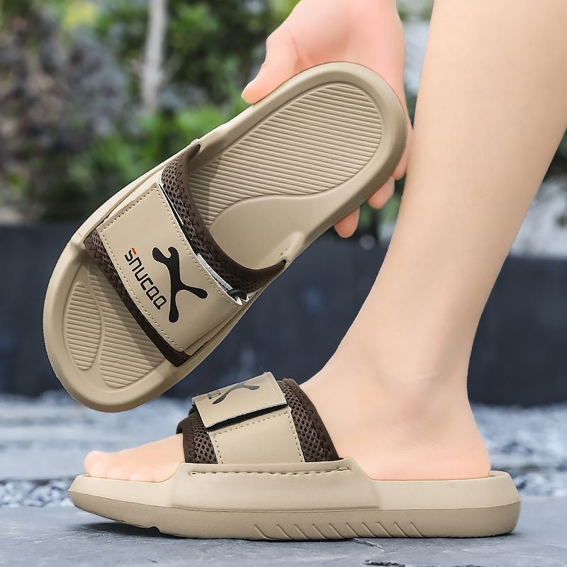 Summer Trendy Adjustable Slide Sandals, Mesh Breathable Thick-Sole Slides, Non-Slip Outdoor Casual Slippers