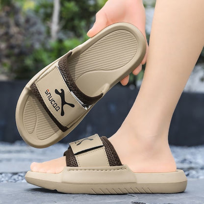 Summer Trendy Adjustable Slide Sandals, Mesh Breathable Thick-Sole Slides, Non-Slip Outdoor Casual Slippers