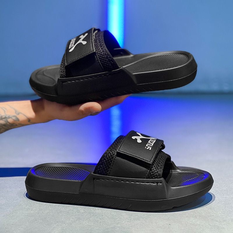 Summer Trendy Adjustable Slide Sandals, Mesh Breathable Thick-Sole Slides, Non-Slip Outdoor Casual Slippers