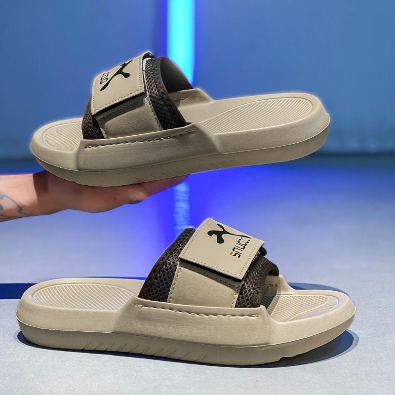 Summer Trendy Adjustable Slide Sandals, Mesh Breathable Thick-Sole Slides, Non-Slip Outdoor Casual Slippers