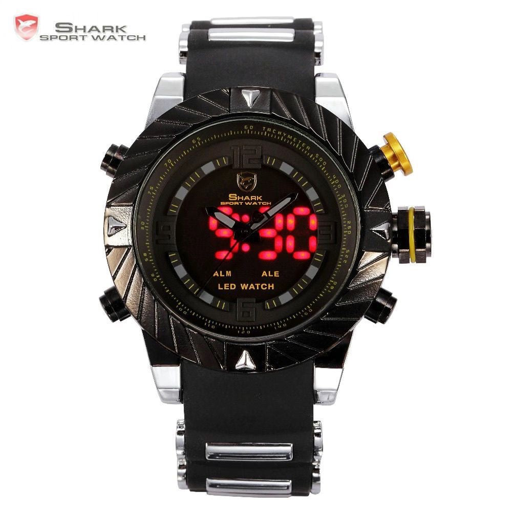 Outdoor Multi-Function Men's Sports Watch, Waterproof Shockproof LED Digital Watch, Trendy Large Dial Quartz Wristwatch