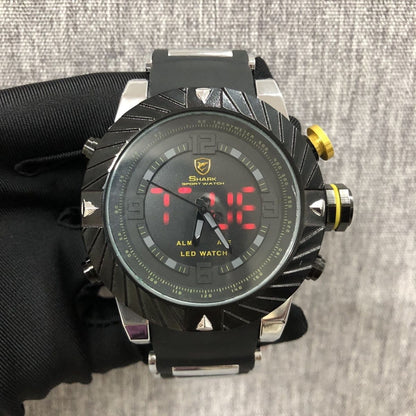 Outdoor Multi-Function Men's Sports Watch, Waterproof Shockproof LED Digital Watch, Trendy Large Dial Quartz Wristwatch