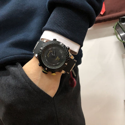Outdoor Multi-Function Men's Sports Watch, Waterproof Shockproof LED Digital Watch, Trendy Large Dial Quartz Wristwatch