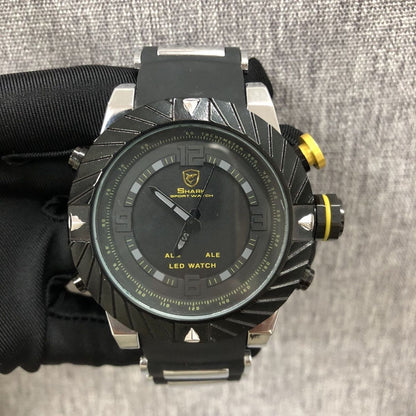 Outdoor Multi-Function Men's Sports Watch, Waterproof Shockproof LED Digital Watch, Trendy Large Dial Quartz Wristwatch