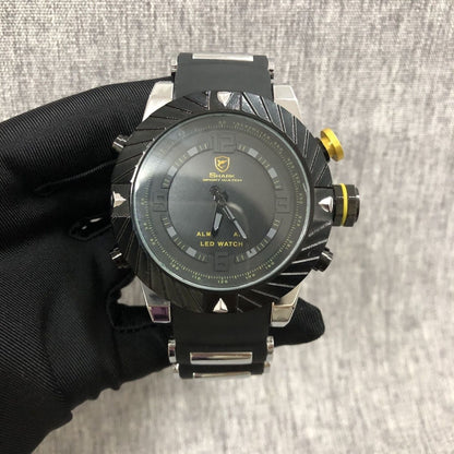 Outdoor Multi-Function Men's Sports Watch, Waterproof Shockproof LED Digital Watch, Trendy Large Dial Quartz Wristwatch