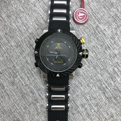 Outdoor Multi-Function Men's Sports Watch, Waterproof Shockproof LED Digital Watch, Trendy Large Dial Quartz Wristwatch