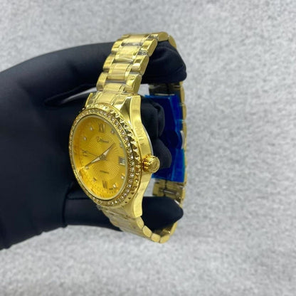 Full Gold Diamond-Encrusted Men's Automatic Mechanical Watch, Business Steel Band Waterproof Wristwatch, Luxury Versatile Timepiece
