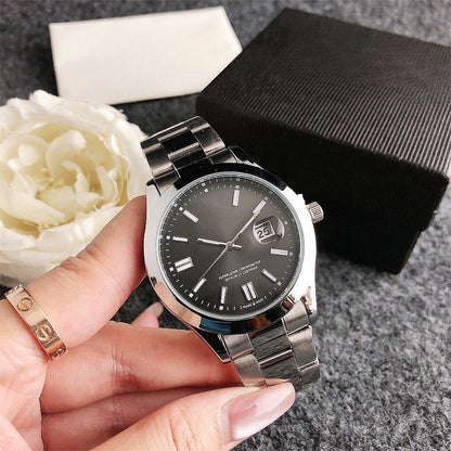Classic Business Men's Quartz Watch, Minimalist Date Steel Band Wristwatch, Luxury Versatile Waterproof Timepiece