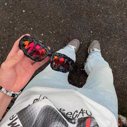Dark Fluid-Shaped Sunglasses, Niche Quirky Irregular Shades, Y2K Streetwear Eyewear