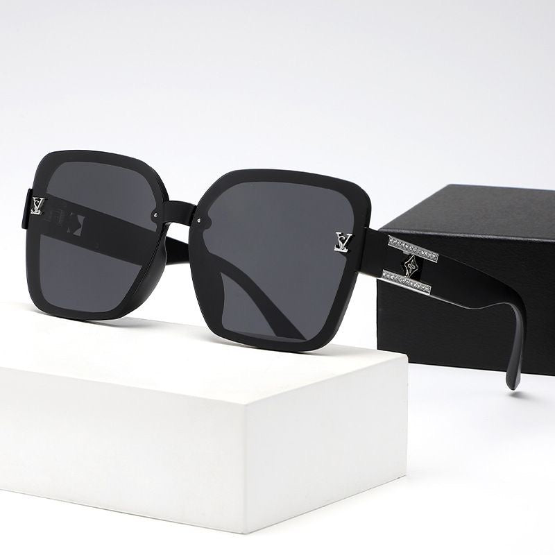 Oversized Square Sunglasses with Rhinestone Details, Luxury UV Protection Shades, Face-Flattering Eyewear