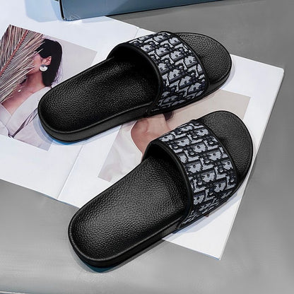Classic Monogram Letter Slides, Non-Slip Outdoor Slippers, Summer Casual Sandals