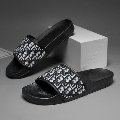 Classic Monogram Letter Slides, Non-Slip Outdoor Slippers, Summer Casual Sandals