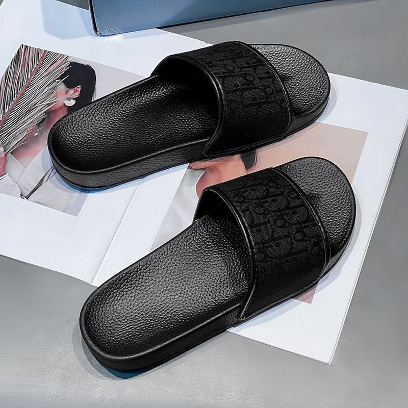 Classic Monogram Letter Slides, Non-Slip Outdoor Slippers, Summer Casual Sandals
