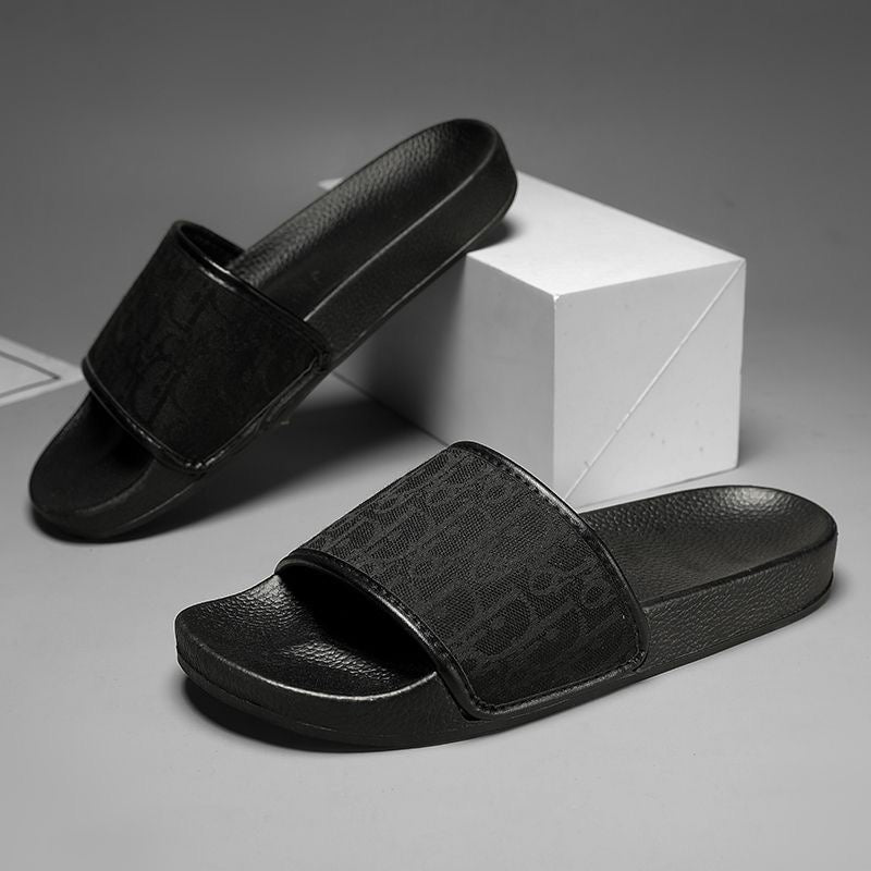 Classic Monogram Letter Slides, Non-Slip Outdoor Slippers, Summer Casual Sandals