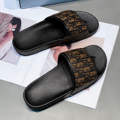 Classic Monogram Letter Slides, Non-Slip Outdoor Slippers, Summer Casual Sandals