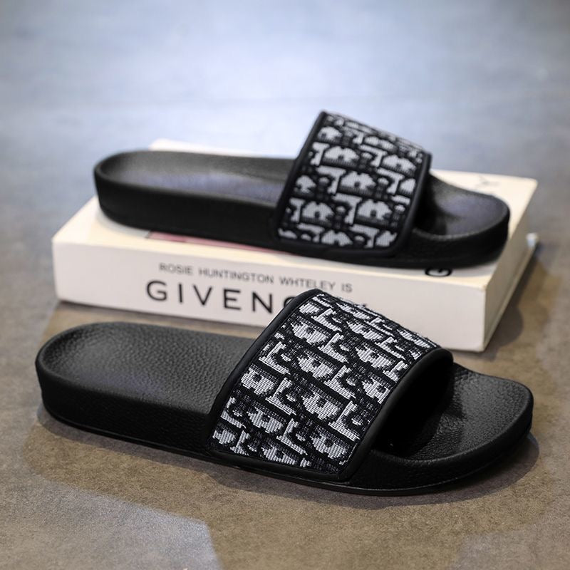 Classic Monogram Letter Slides, Non-Slip Outdoor Slippers, Summer Casual Sandals