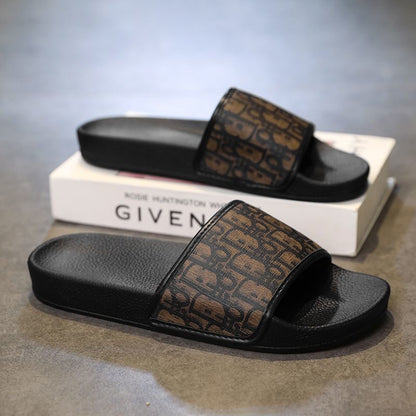 Classic Monogram Letter Slides, Non-Slip Outdoor Slippers, Summer Casual Sandals