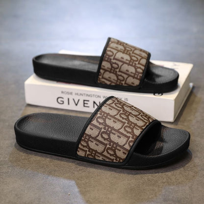 Classic Monogram Letter Slides, Non-Slip Outdoor Slippers, Summer Casual Sandals