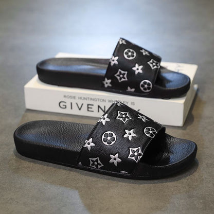Classic Monogram Embossed Slides, Non-Slip Soft Sole Slippers, Summer Casual Sandals