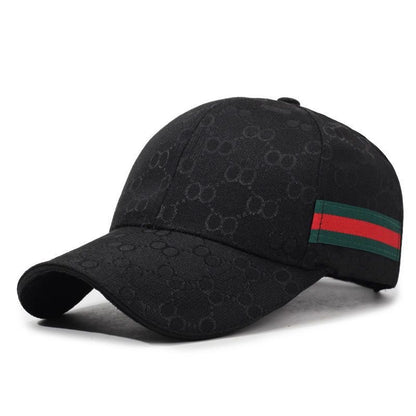 Classic Monogram Webbing Baseball Cap, Casual Sun Protection Hat, Unisex Versatile Dad Cap