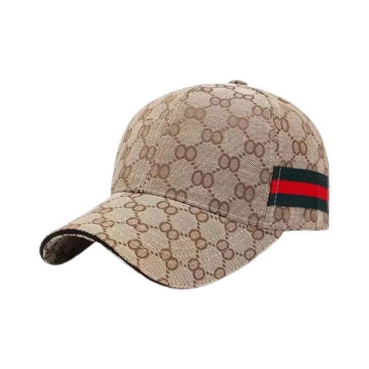 Classic Monogram Webbing Baseball Cap, Casual Sun Protection Hat, Unisex Versatile Dad Cap