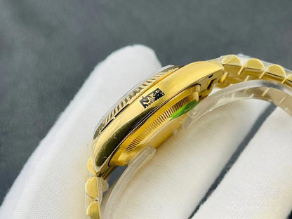 Classic Full-Gold Day-Date Watch, Diamond-Index President Bracelet Wristwatch, Men's Luxury Waterproof Dress Watch