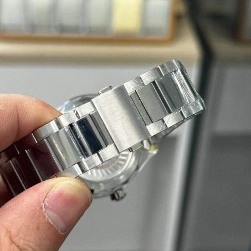 Business Casual Automatic Mechanical Watch, 150m Waterproof Steel Band Men's Wristwatch, Chronometer Certified Textured Dial Timepiece