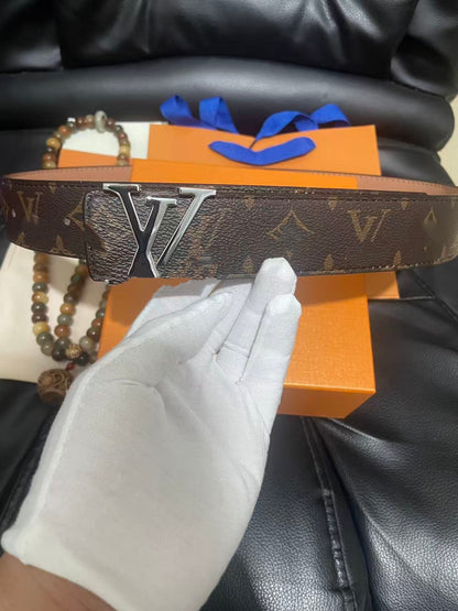 Men's Monogram/Check Pattern Pin-Buckle Belt, Casual Versatile Letter-Buckle Cowhide Strap, Durable Dress & Jean Belt