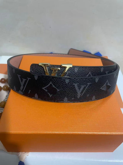 Men's Monogram/Check Pattern Pin-Buckle Belt, Casual Versatile Letter-Buckle Cowhide Strap, Durable Dress & Jean Belt