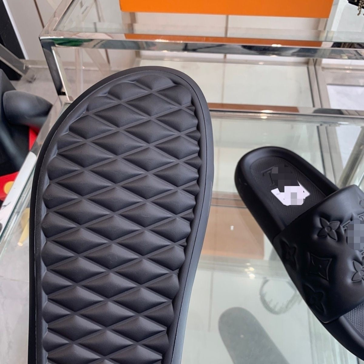 Monogram Embossed Rubber Slide Sandals