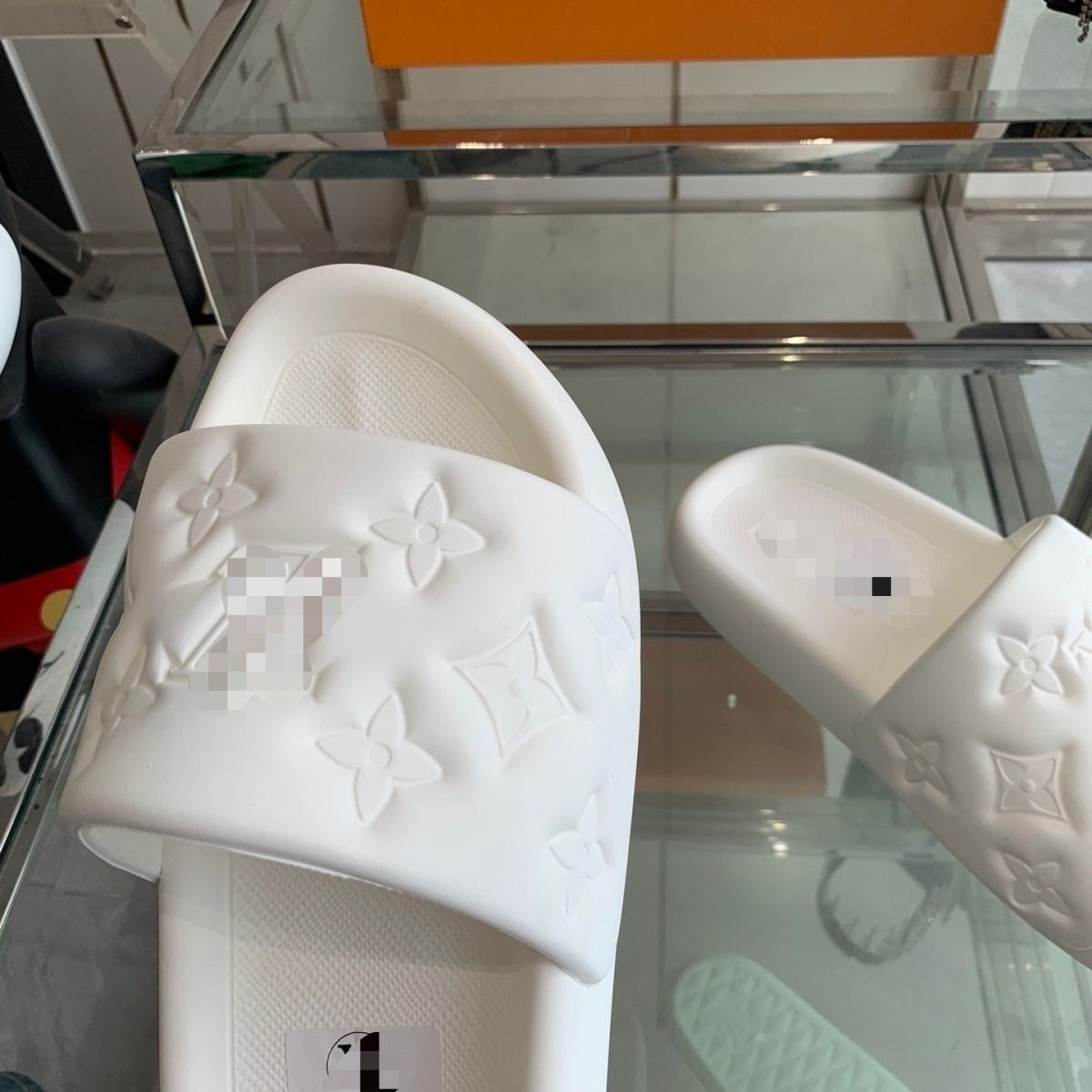 Monogram Embossed Rubber Slide Sandals