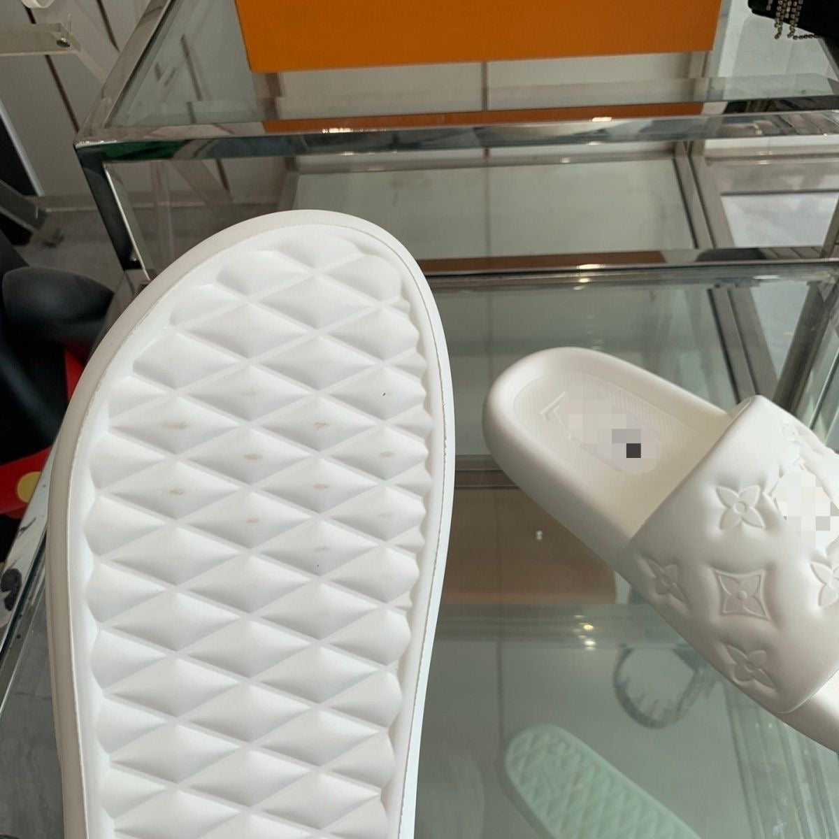 Monogram Embossed Rubber Slide Sandals