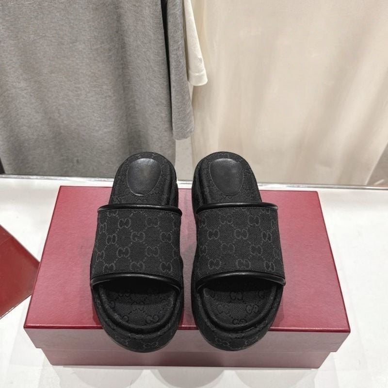 Monogram Canvas Platform Slide Sandals