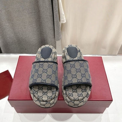 Monogram Canvas Platform Slide Sandals
