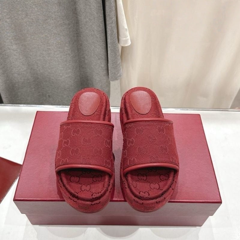 Monogram Canvas Platform Slide Sandals