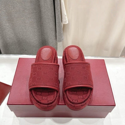 Monogram Canvas Platform Slide Sandals