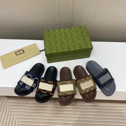 Monogram Quilted Slide Sandals