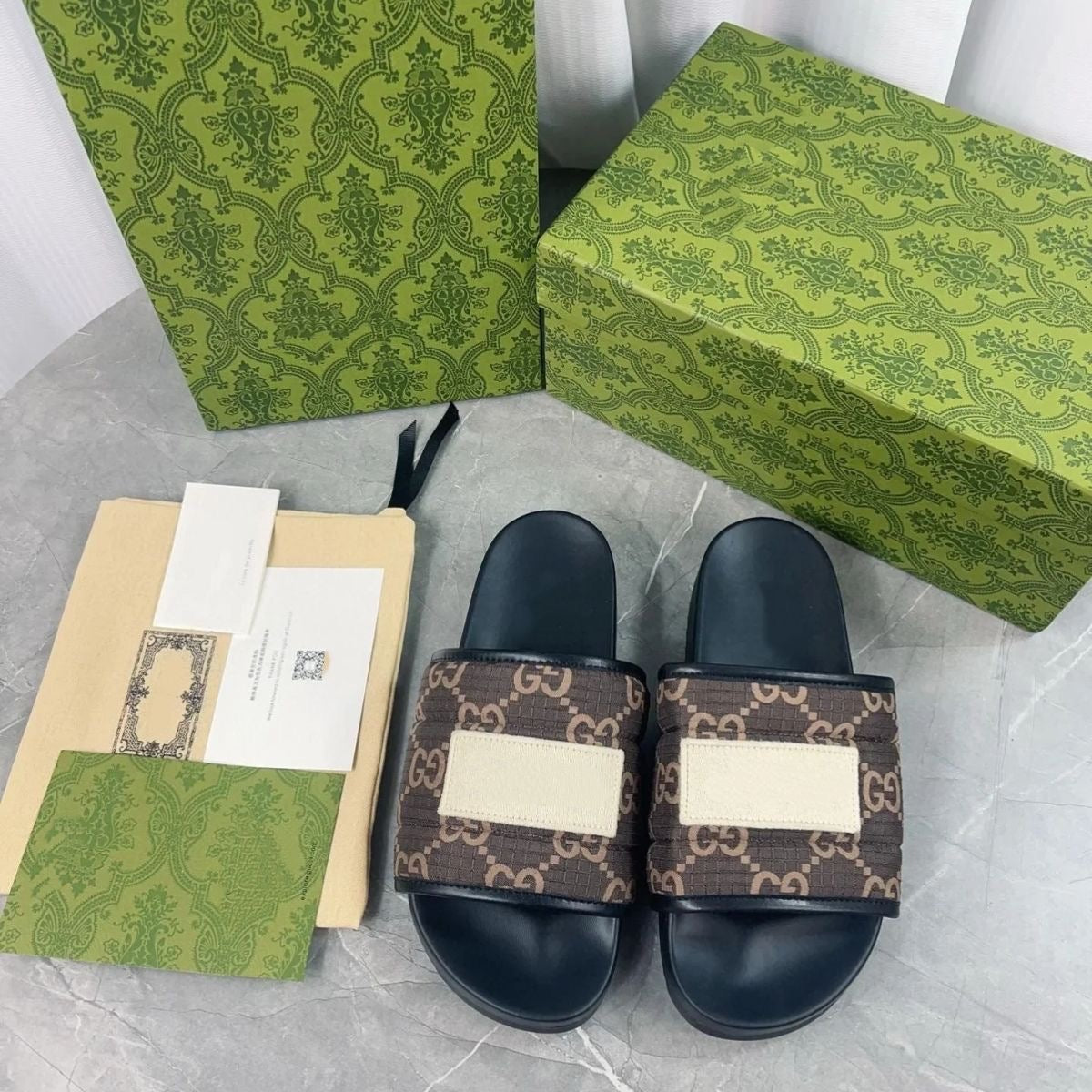 Monogram Quilted Slide Sandals