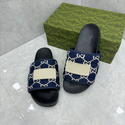 Monogram Quilted Slide Sandals